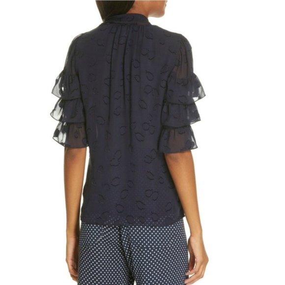 NWT REBECCA TAYLOR Tulip Clip Ruffle Blouse 10 - Picture 5 of 6